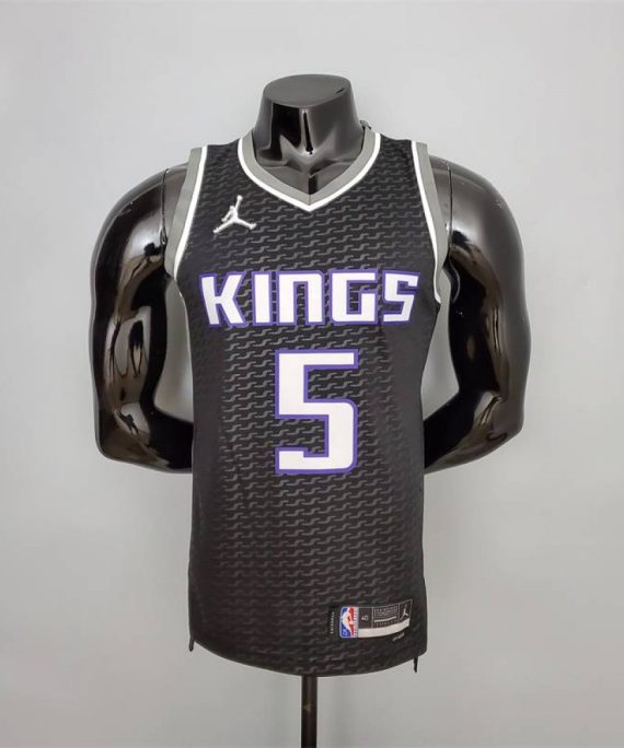 Camiseta De'Aaron Fox #5 Sacramento Kings Edición 75 Aniversario Negro