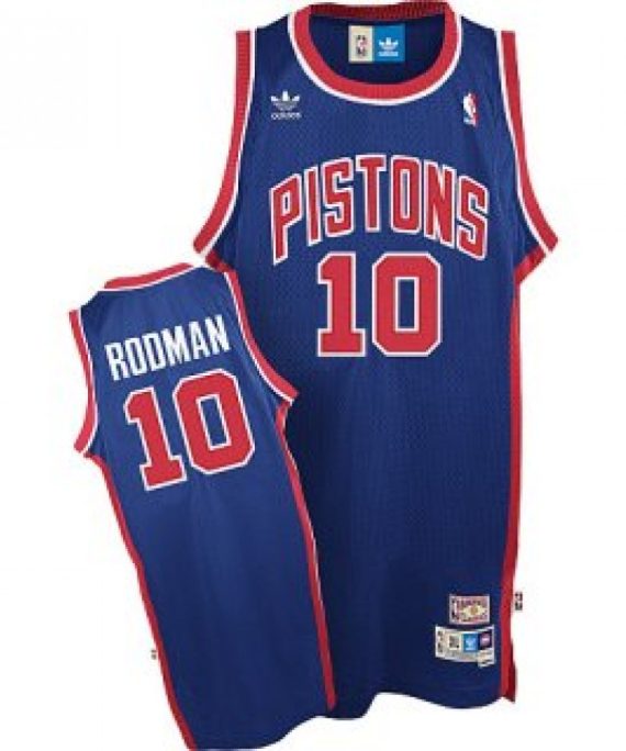 Camiseta Dennis Rodman #10 Detroit Pistons Azul Retro