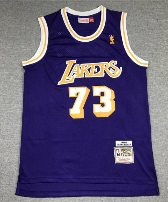 Camiseta Dennis Rodman #73 Los Angeles Lakers Icon Clásico Púrpura