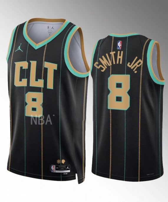 Camiseta Dennis Smith Jr. #8 Charlotte Hornets 2022-23 City Edition Negro