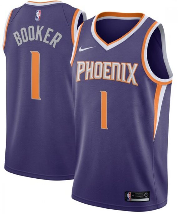 Camiseta Devin Booker #1 Phoenix Suns 17/18 Púrpura Icon Edition