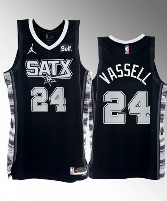 Camiseta Devin Vassell #24 San Antonio Spurs 2023 Negro Statement Edition