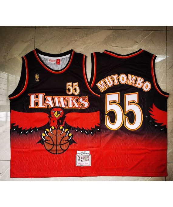 Camiseta Dikembe Mutombo #55 Atlanta Hawks Rojo