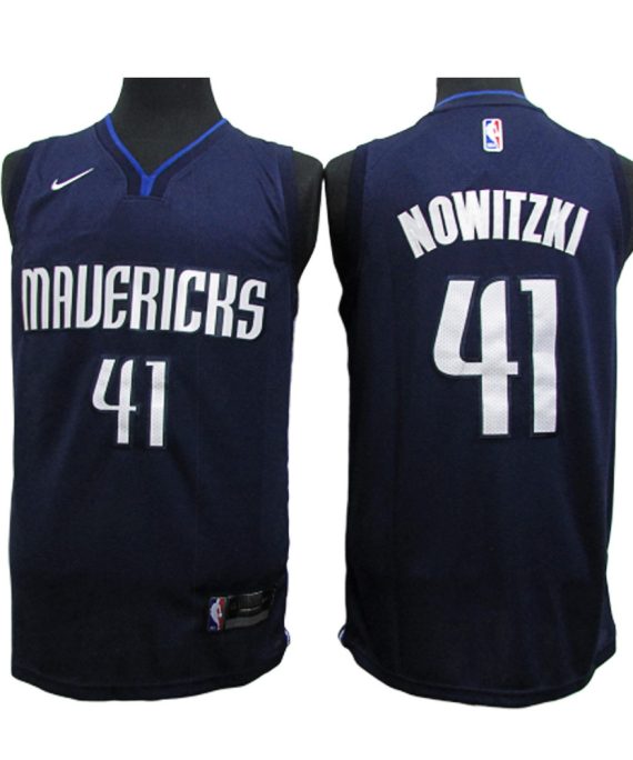 Camiseta Dirk Nowitzki #41 Dallas Mavericks 2020 Azul Oscuro