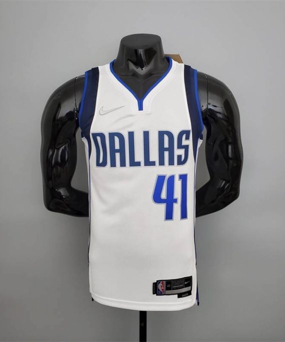 Camiseta Dirk Nowitzki #41 Dallas Mavericks Edición 75 Aniversario Blanco