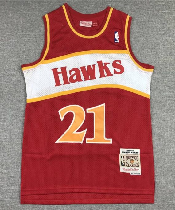 Camiseta Dominique Wilkins #21 Atlanta Hawks Icon Clásico Rojo