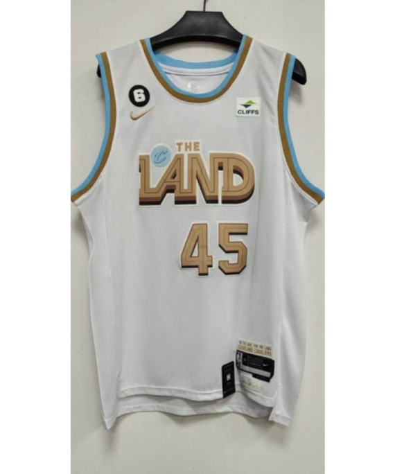 Camiseta Donovan Mitchell #45 Cleveland Cavaliers 2023 Blanco City Edition