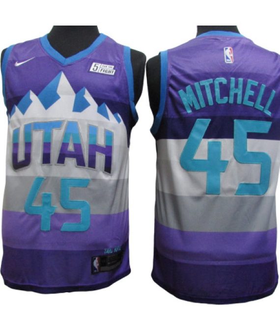 Camiseta Donovan Mitchell #45 Utah Jazz Purpura City Edition