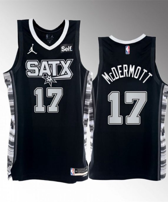 Camiseta Doug McDermott #17 San Antonio Spurs 2023 Negro Statement Edition