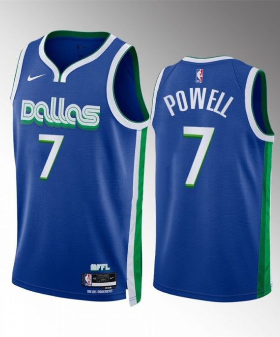 Camiseta Dwight Powell #7 Dallas Mavericks 2023 Azul City Edition