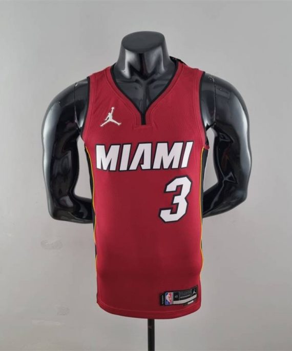 Camiseta Dwyane Wade #3 Miami Heat Edicion 75 Aniversario Jordan Burgundy Rojo