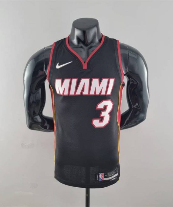 Camiseta Dwyane Wade #3 Miami Heat Edicion 75 Aniversario Negro