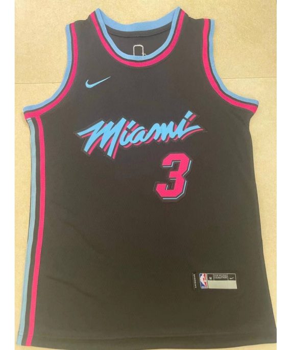 Camiseta Dwyane Wade #3 Miami Heat Negro Niño