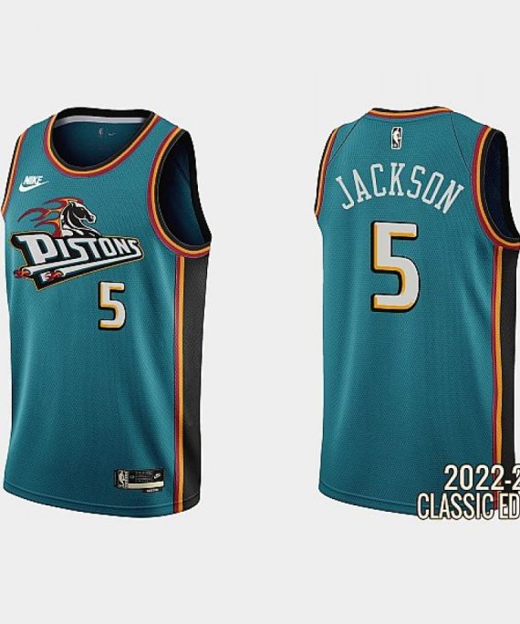 Camiseta Frank Jackson #5 Detroit Pistons 22/23 Verde Classic Edition