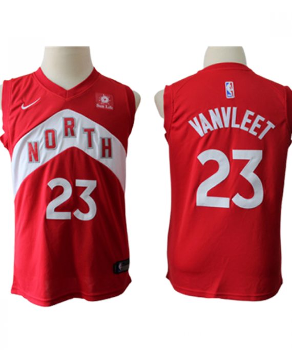 Camiseta Fred VanVleet #23 Toronto Raptors 17/18 Rojo Earned Edition Niño