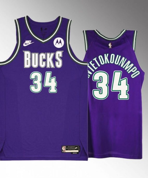 Camiseta Giannis Antetokounmpo #34 Milwaukee Bucks 2023 Púrpura Classic Edition