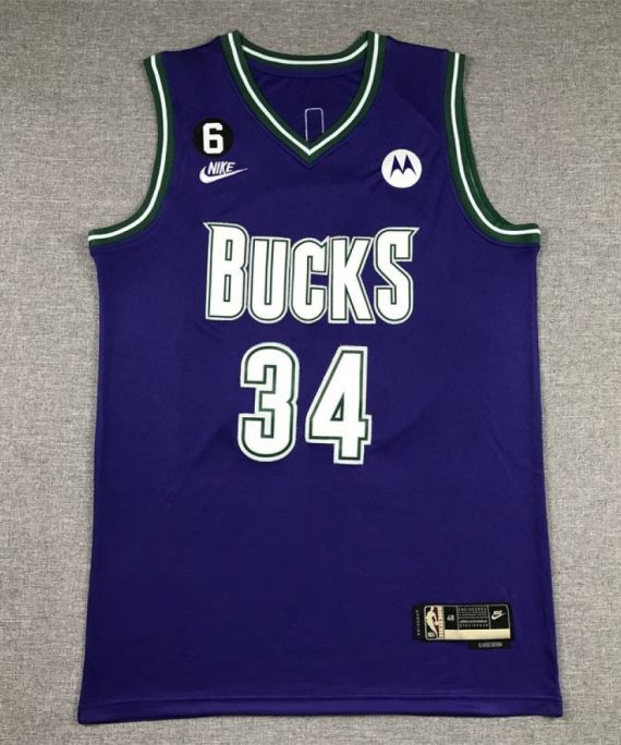 Camiseta Giannis Antetokounmpo #34 Milwaukee Bucks 2023 Púrpura Icon Edition
