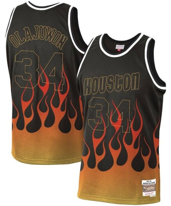 Camiseta Hakeem Abdul Olajuwon #34 Houston Rockets Flame Edición Clásico