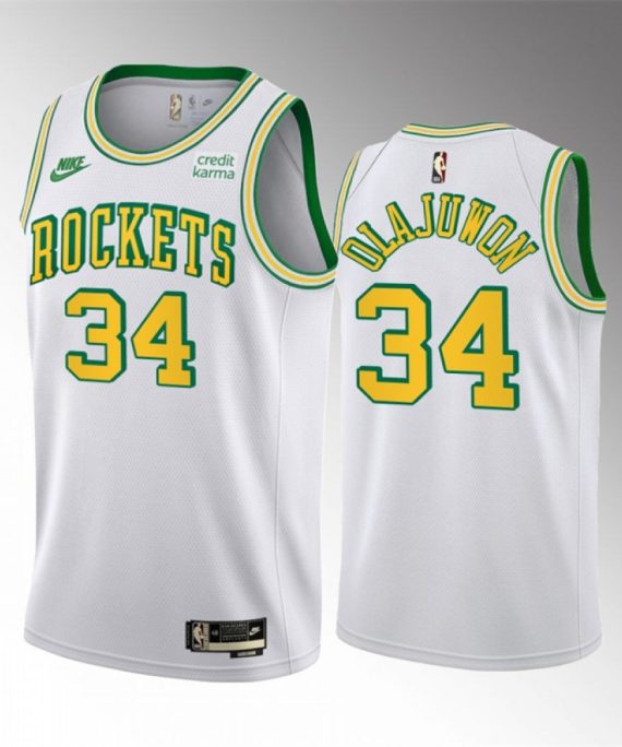 Camiseta Hakeem Olajuwon #34 Houston Rockets 2023 Blanco Classic Edition