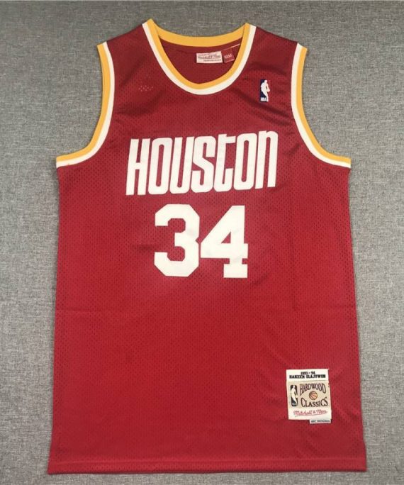 Camiseta Hakeem Olajuwon #34 Houston Rockets Clásico Edition Rojo