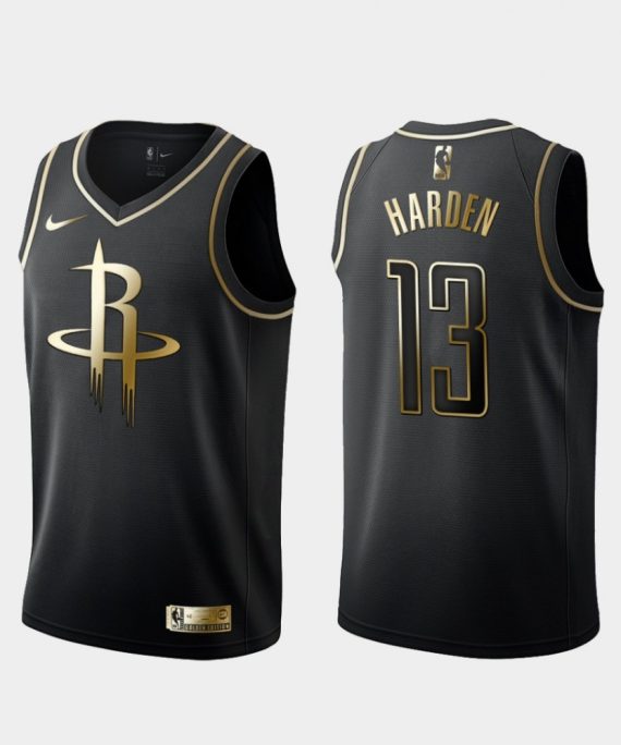 Camiseta James Harden #13 Houston Rockets 2019 Negro Gold Edition