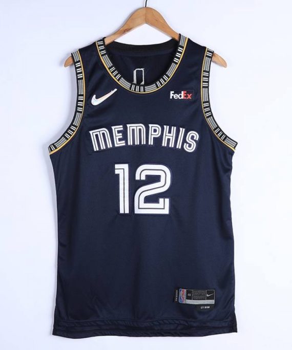 Camiseta Ja Morant #12 Memphis Grizzlies 2022 Edición 75 Aniversario City Edition Azul Oscuro