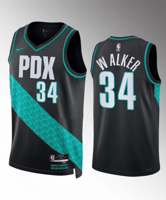 Camiseta Jabari Walker #34 Portland Trail Blazers 2023 Negro City Edition