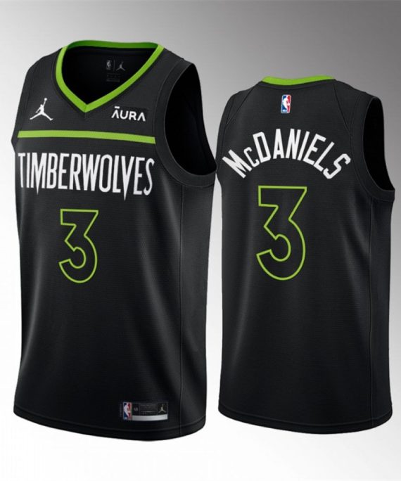 Camiseta Jaden McDaniels #3 Minnesota Timberwolves 2023 Negro Statement Edition