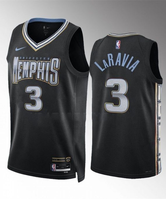 Camiseta Jake Laravia #3 Memphis Grizzlies 2023 Negro City Edition