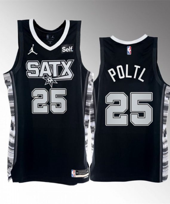 Camiseta Jakob Poltl #25 San Antonio Spurs 2023 Negro Statement Edition