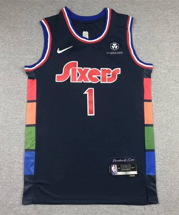 Camiseta James Harden #1 Philadelphia 76ers 2022 City Edition Azul