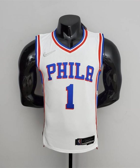 Camiseta James Harden #1 Philadelphia 76ers Edición 75 Aniversario Blanco