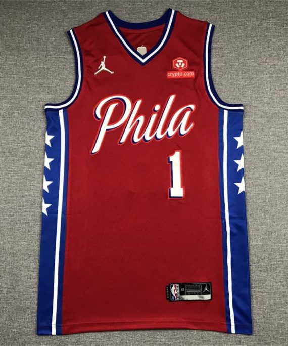 Camiseta James Harden #1 Philadelphia 76ers Rojo
