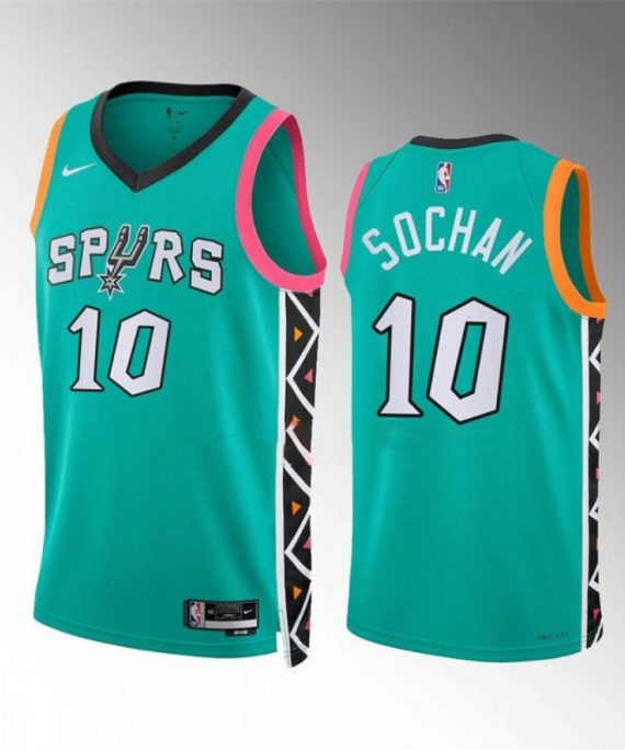 Camiseta Jeremy Sochan #10 San Antonio Spurs 2023 Verde City Edition