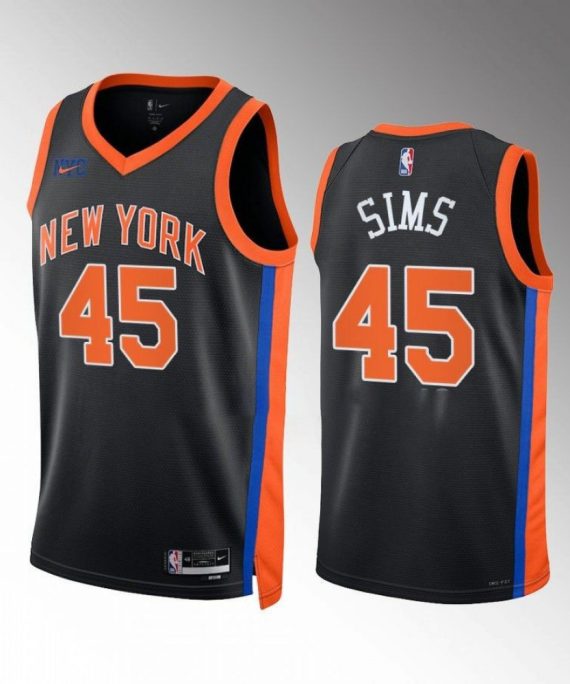 Camiseta Jericho Sims #45 New York Knicks 2022-23 City Edition Negro