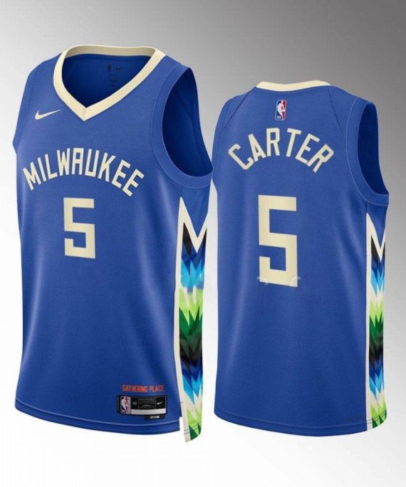 Camiseta Jevon Carter #5 Milwaukee Bucks 2022-23 City Edition Azul