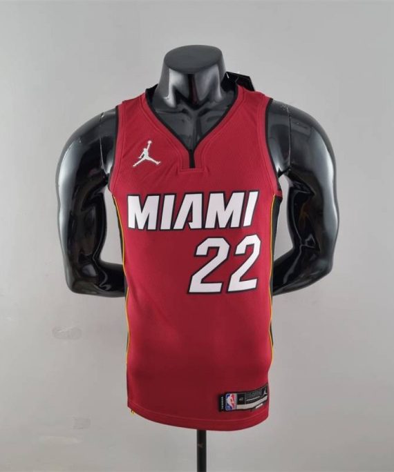 Camiseta Jimmy Butler #22 Miami Heat Edicion 75 Aniversario Jordan Burgundy Rojo