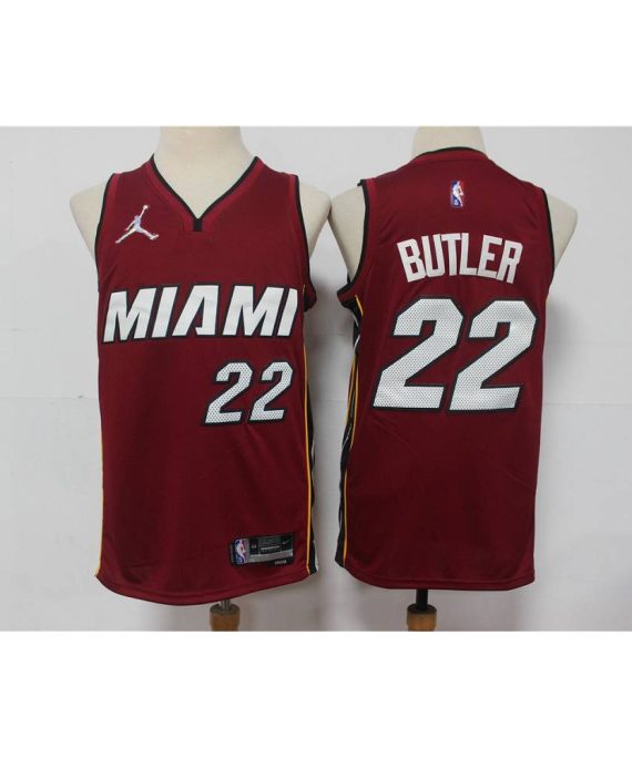 Camiseta Jimmy Butler #22 Miami Heat Edición 75 Aniversario Rojo Oscuro