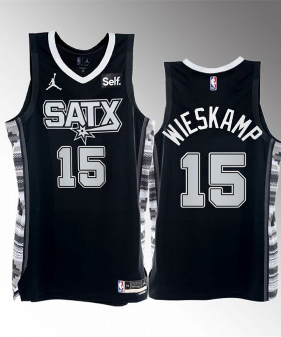 Camiseta Joe Wieskamp #15 San Antonio Spurs 2023 Negro Statement Edition