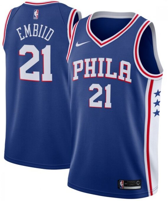 Camiseta Joel Embiid #21Philadelphia 76ers 17/18 Azul Icon Edition