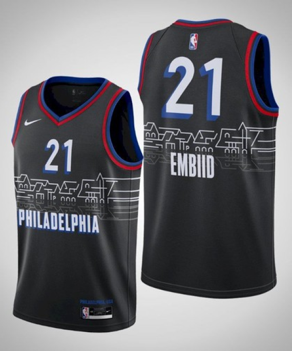Camiseta Joel Embiid #21 Philadelphia 76ers 2021 City Edition Negro