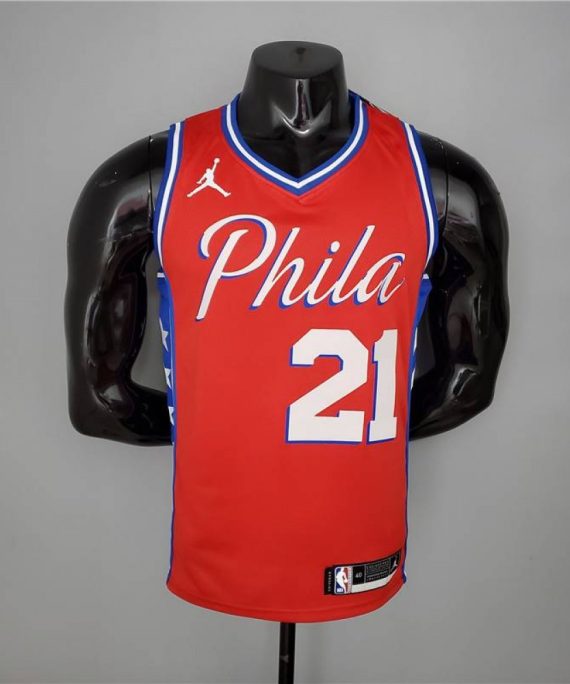 Camiseta Joel Embiid #21 Philadelphia 76ers Jordan Themed Rojo