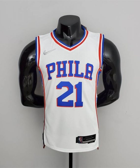 Camiseta Joel Embiid #21 Philadelphia 76ers Edición 75 Aniversario Blanco