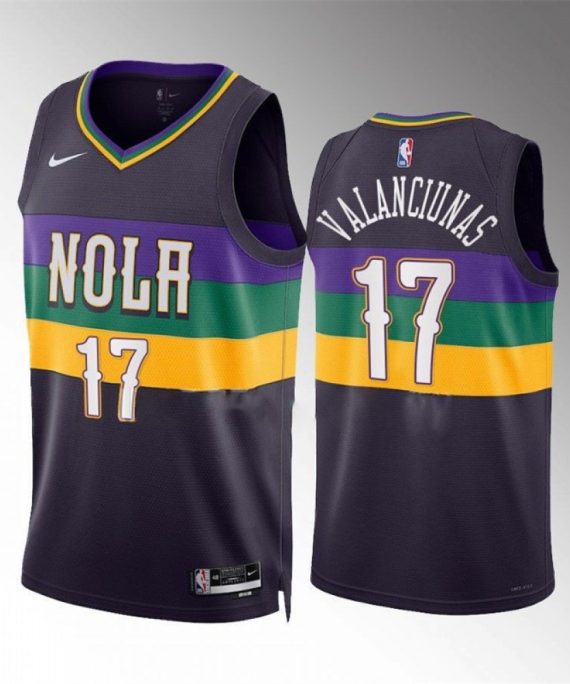 Camiseta Jonas Valanciunas #17 New Orleans Pelicans 2023 Púrpura City Edition