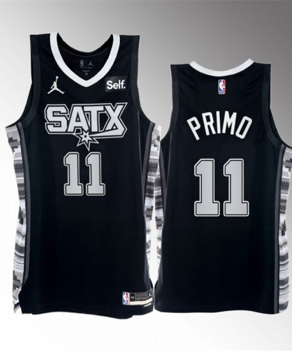 Camiseta Joshua Primo #11 San Antonio Spurs 2023 Negro Statement Edition