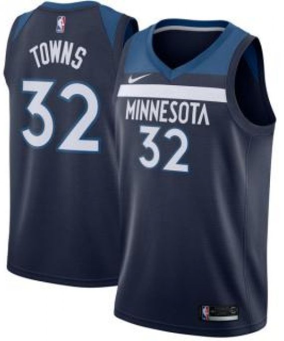 Camiseta Karl-Anthony Towns #32 Minnesota Timberwolves 17/18 Azul Marino Icon