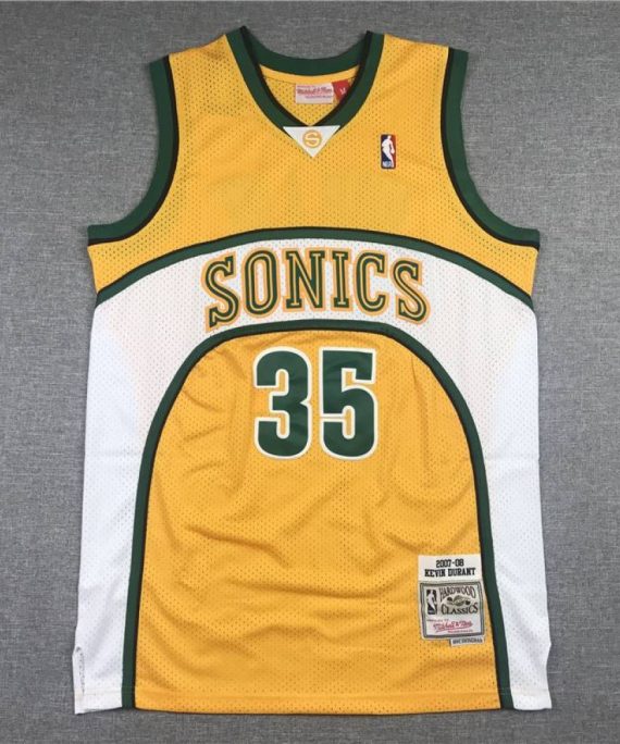 Camiseta Kevin Durant #35 Seattle Super Sonics Clásico Amarillo