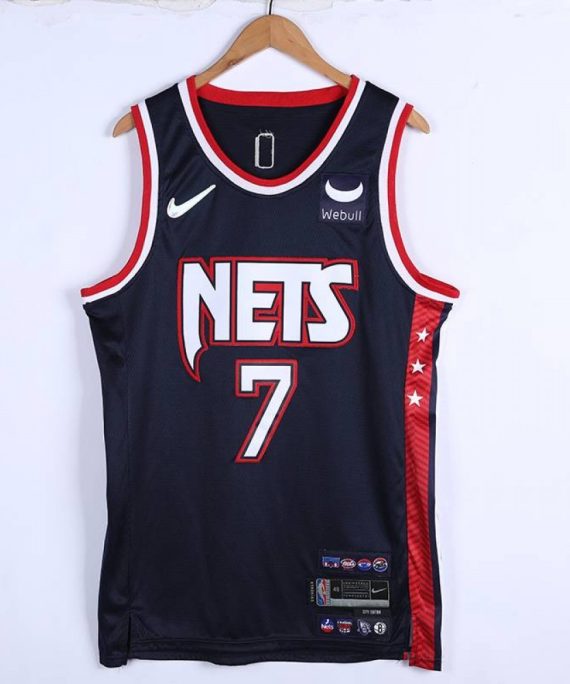 Camiseta Kevin Durant #7 Brooklyn Nets 2022 Edición 75 Aniversario City Edition Azul Oscuro