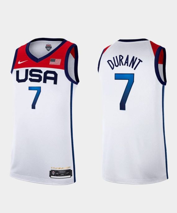 Camiseta Kevin Durant #7 USA 2021 Edición Olímpica Blanco