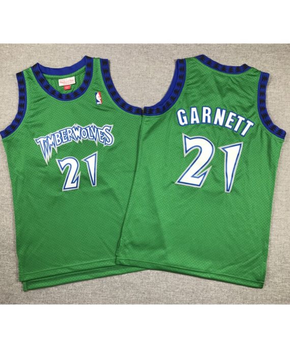 Camiseta Kevin Garnett #21 Minnesota Timberwolves 1997/98 Retro Verde Niño